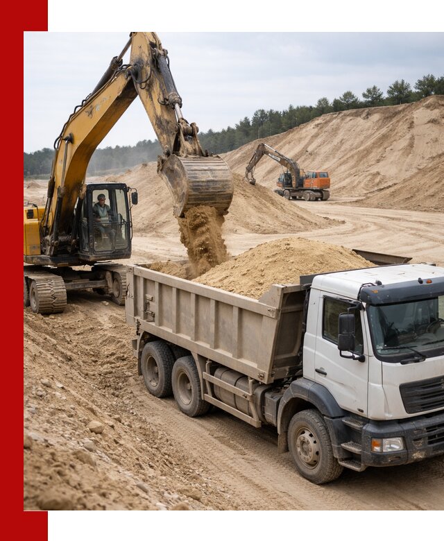 Доставка карьерного песка с самосвалами и разгрузкой в Орле