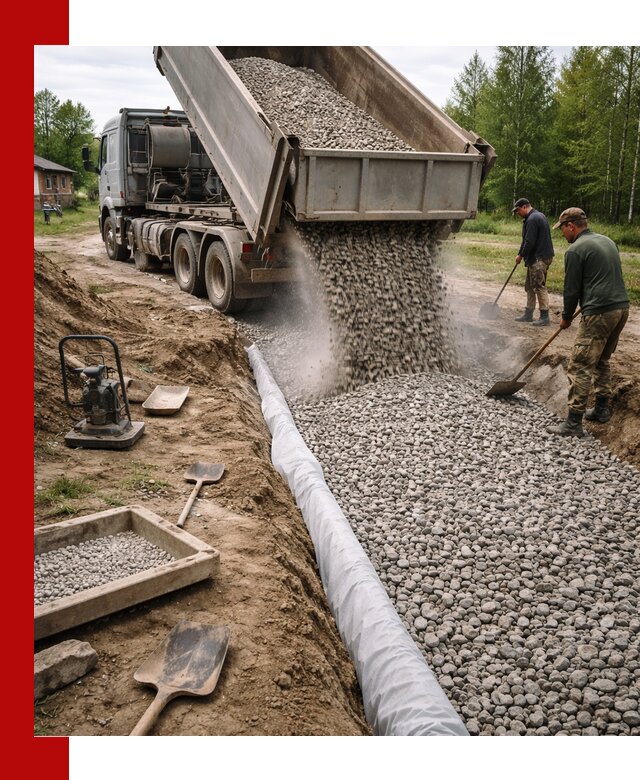 Гравий для дренажа с доставкой в Орле качественный и недорогой