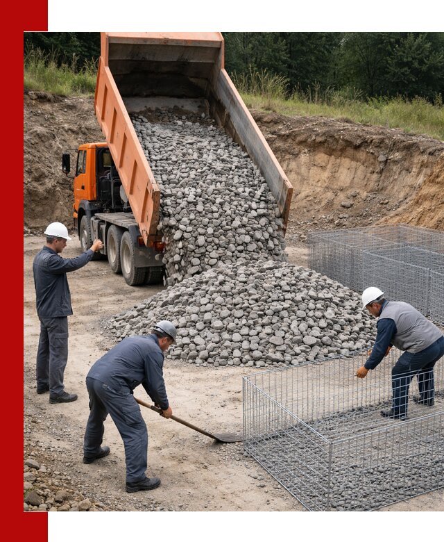 Камень для габионов с доставкой в Орле быстро и надёжно