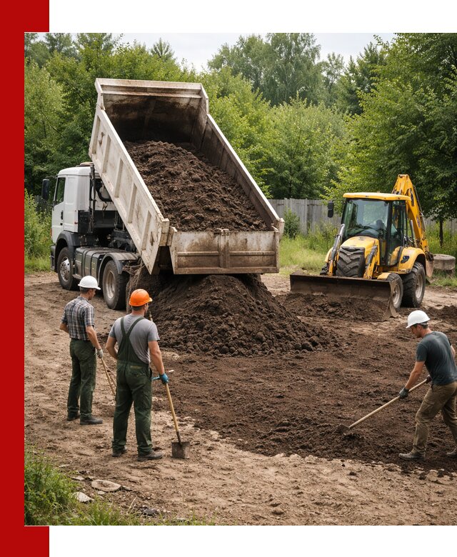 Доставка и укладка грунта для выравнивания участка в Орле