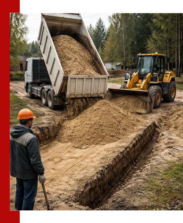 Доставка песчаного грунта в Орле для строительных работ