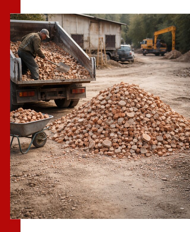 Доставка и подушка из боя кирпича с разгрузкой в Орле