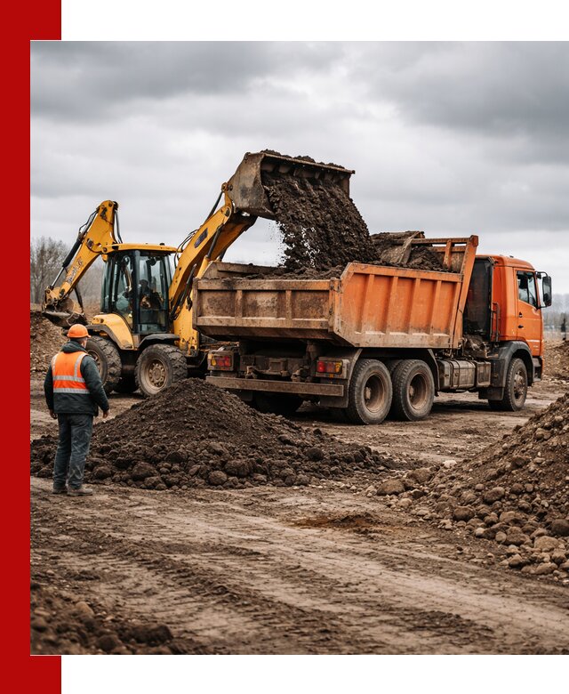 Вывоз грунта и строительного мусора в Орле грузовыми самосвалами